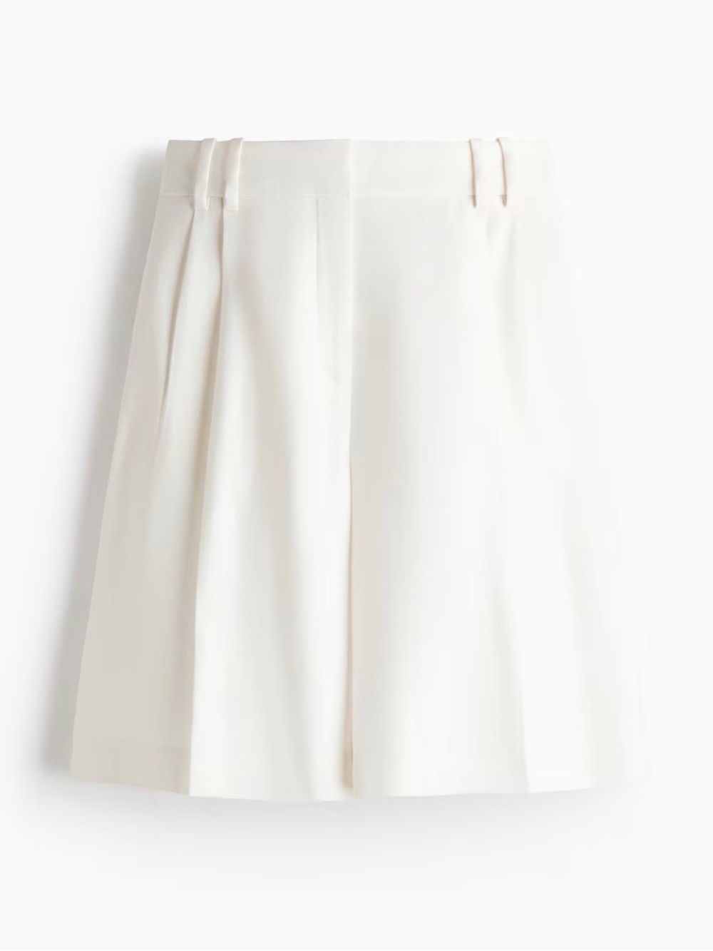 High-Waist Cream A-Line Bermuda Shorts